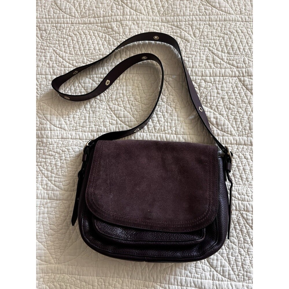 Kate Spade Plum Leather Suede Flap Handbag